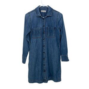 Madewell‎ Size XS Blue Denim Chambray Shirt Dress Long Sleeve  Side Pockets